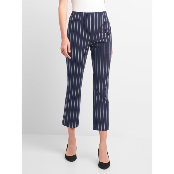 GAP Crop Flare Blue Stripe Pants - Picture 1 of 7